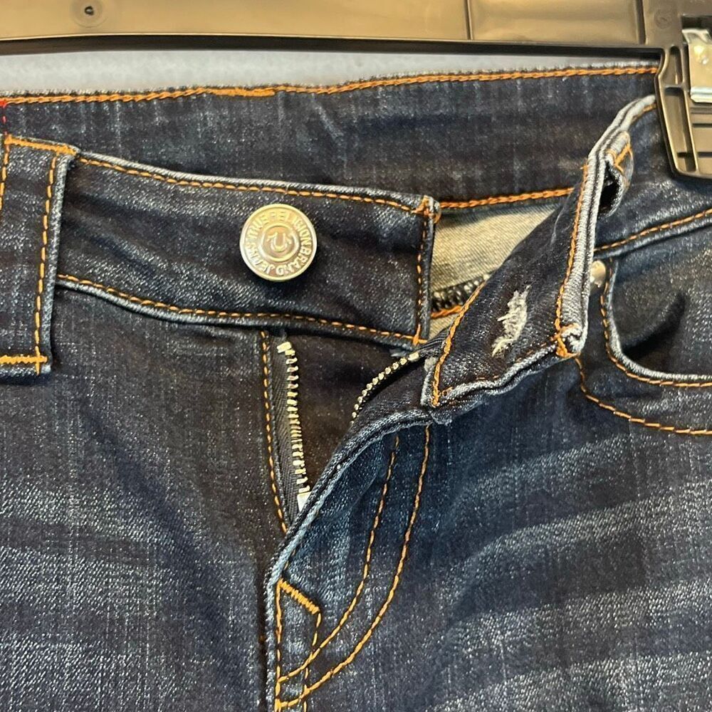 TRUE RELIGION Women’s Jeans Size 27 Blue Halle Mid Rise Capri Distressed Skinny - Picture 16 of 16